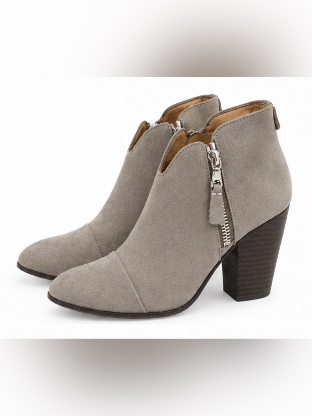 rag & bone Taupe Suede-Look Ankle Booties with Side Zip